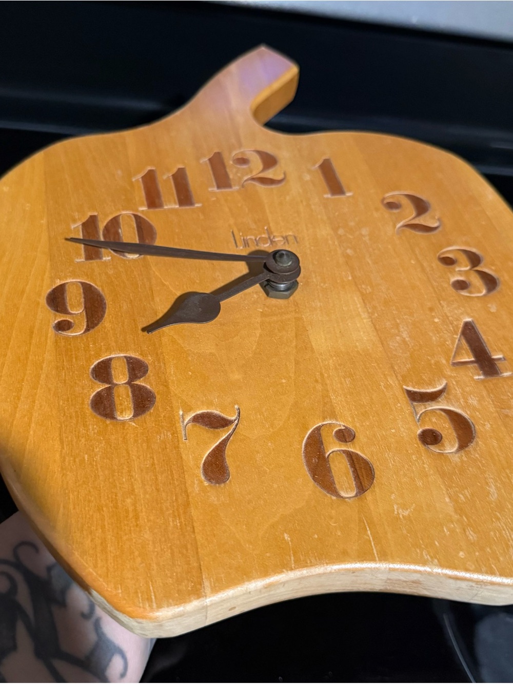 Linden Amber Apple Wall Clock with Dark Hands